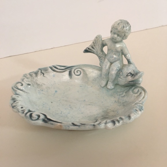 VTG Porcelain Baby and GoldfishTrinket /Soap Dish - Picture 11 of 15